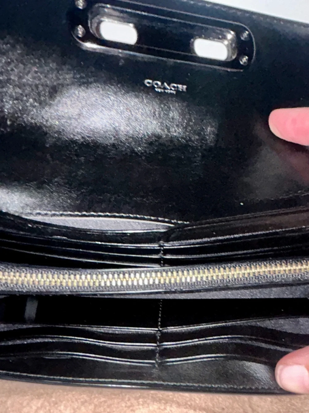 Coach Swagger Slim Envelope Wallet Black pebbled leather & Turn Lock Hardware